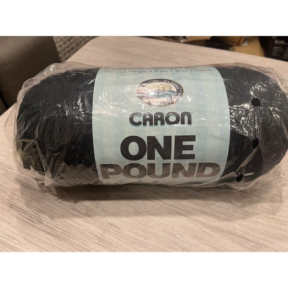 Caron One Pound Black Yarn 16 oz 812 yards Perfect for Knit and Crochet Projects